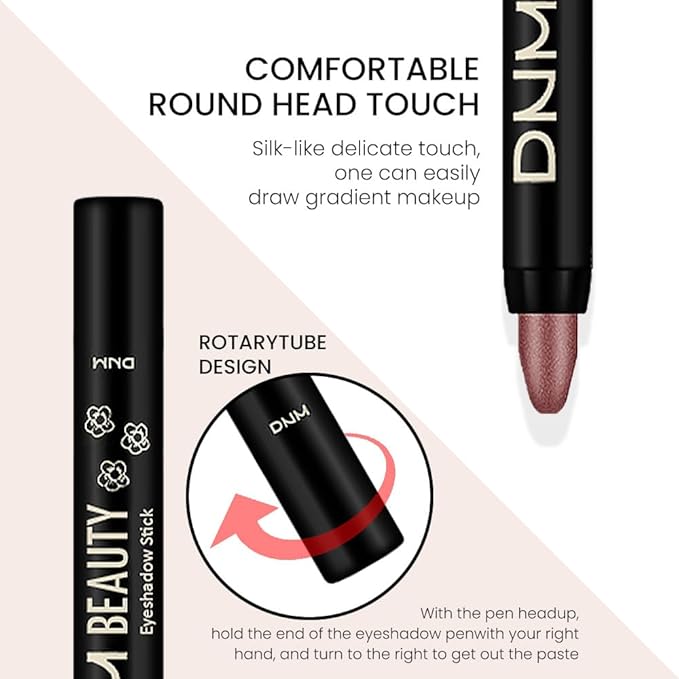 evpct 8Pcs Cream Eye Shadow Brightener Sticks Set for Eyes, Silver Champagne Golden Rose Sand Bronze Gold Orchid Pink Deep Mauve Shimmer Matte Pencil Eye shadow Crayon Applicator Stick Palette Makeup