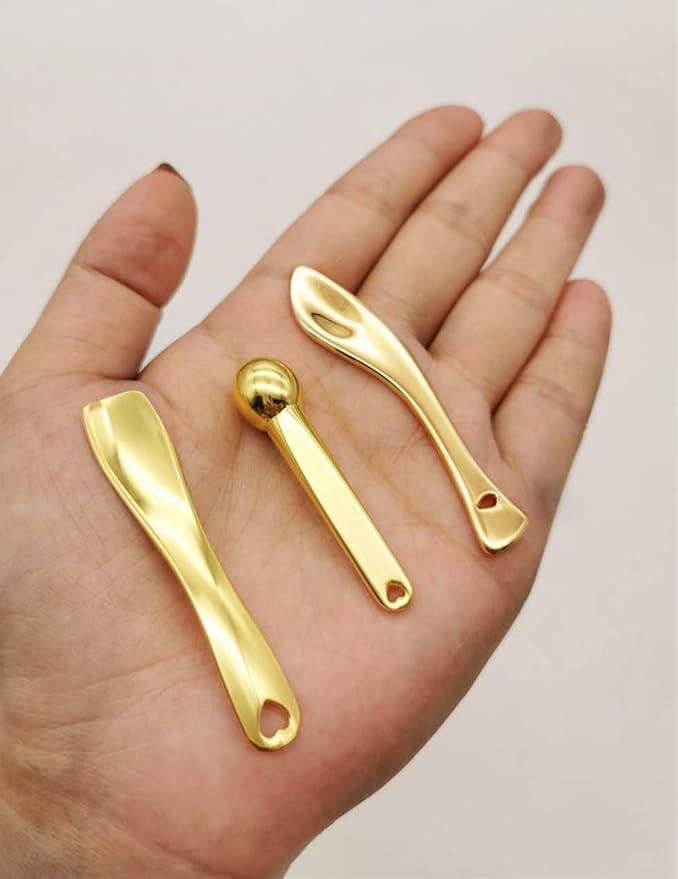 3Pcs Metal Makeup Spatula Mini Spoon and Eye Cream Massage Sticks Beauty Scoop for Facial Cosmetic Face Cream