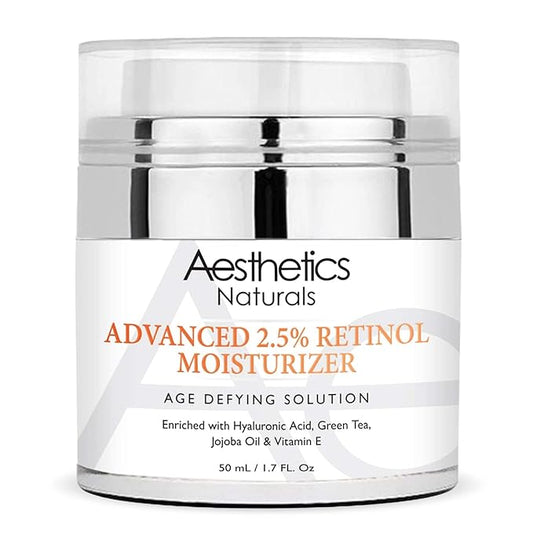 Retinol Cream - Anti-Aging Face & Neck Moisturizer with 2.5% Retinol, Vitamin E, Green Tea, Hyaluronic Acid, Organic Jojoba Oil, & Shea Butter, Day & Night Anti-Wrinkle Cream 1.7oz
