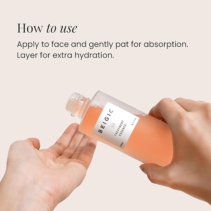 BEIGIC Treatment Essence - Hydrating Face Essence for Radiance & Smooth Skin Texture with Vegan Peptides & Niacinamide for Glass Skin (4.05 Fl. Oz)