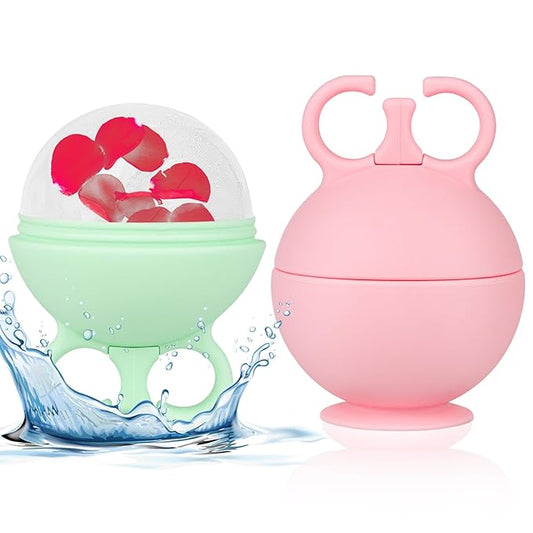 2 Pack Ice Face Roller Facial Gua Sha Tool Ice Roller for Face Beauty Gifts Ice Cube Roller Facial Ice Mold (Pink Green)