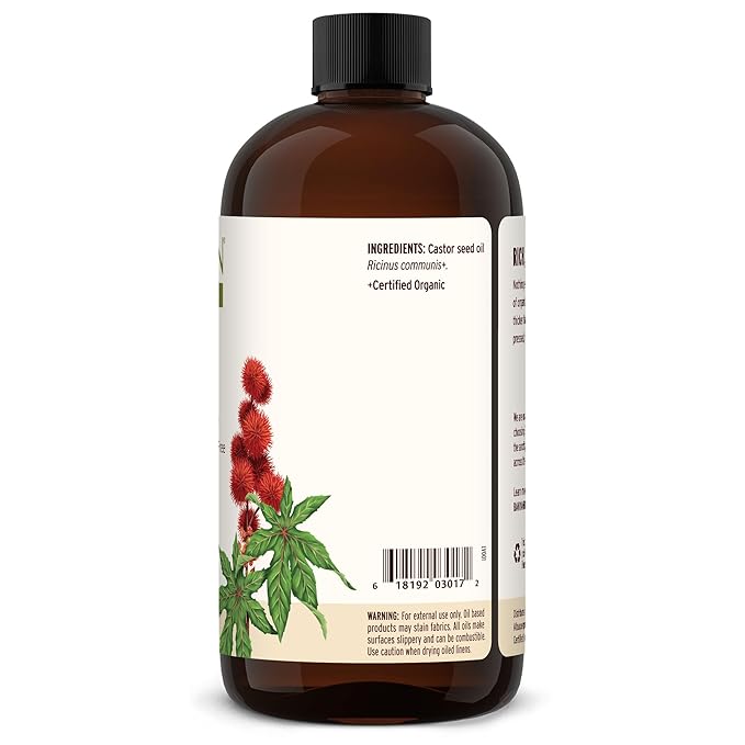 Banyan Botanicals Organic Castor Oil – Pure and Refined Castor Oil – for Face and Skin Care, Hair Care, and Natural Beauty – 24 oz – Non GMO, Hexane Free, Vegan, and Cruelty Free