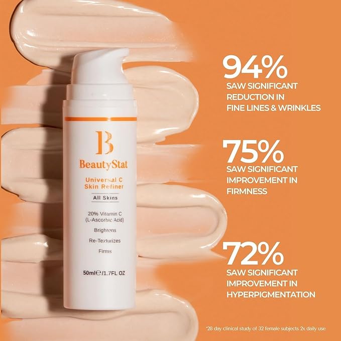 BeautyStat Brighten & Strengthen Daily Travel Starter Kit: 10ml Universal C Skin Refiner, 10ml Probiotic Moisture Boost Cream, 30ml Microbiome Purifying Cleanser, (3) Triple Action Daily Peels