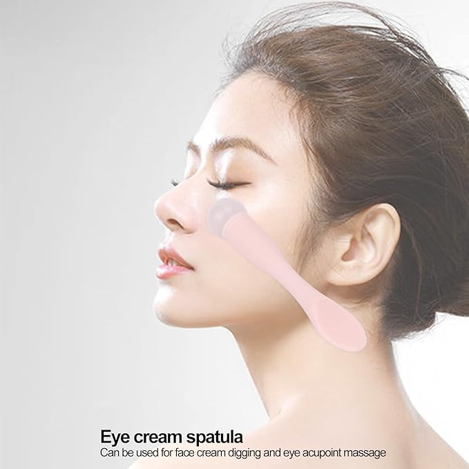 Eye Cream Spatula, Cosmetic Spoon Mini Makeup Spatula Spoon Beauty Scoop Eye Massage Wand Stick Professional Silicone Face Eye Cream Applicator Spatula for Skin Care Home Salon