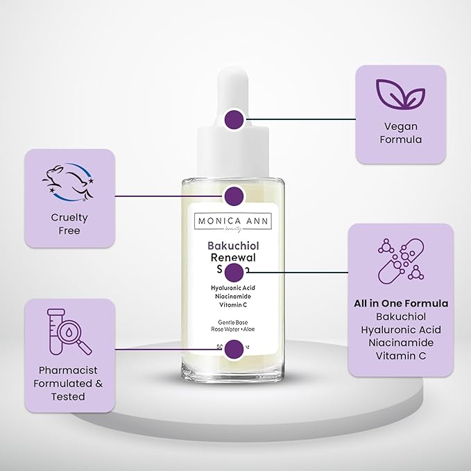 Bakuchiol Renewal Serum with Hyaluronic Acid, Niacinamide, and Vitamin C, 50ml