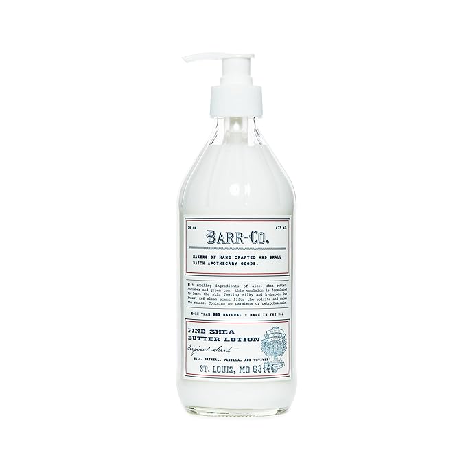 BARR-CO. Original Scent Shea Butter Lotion, Tranquil and Comforting Milky Scent with Oat, Vanilla & Vetiver, Shea Moisturizing Lotion for Sensitive Skin, 16 fl oz