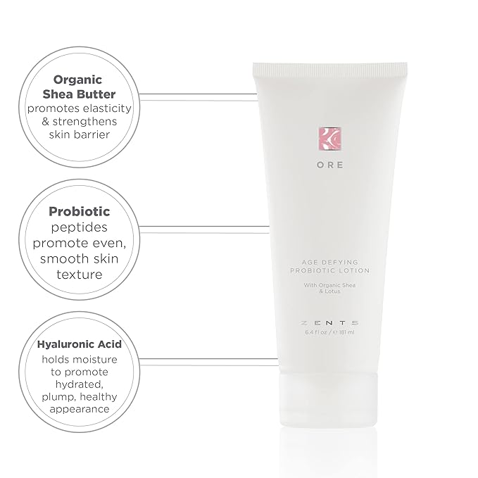 Zents Age Defying Probiotic Lotion (Travel Size - Ore Fragrance) Anti-Aging Body and Hand Cream with Organic Shea Butter & Hyaluronic Acid, 1 fl oz, TSA Approved