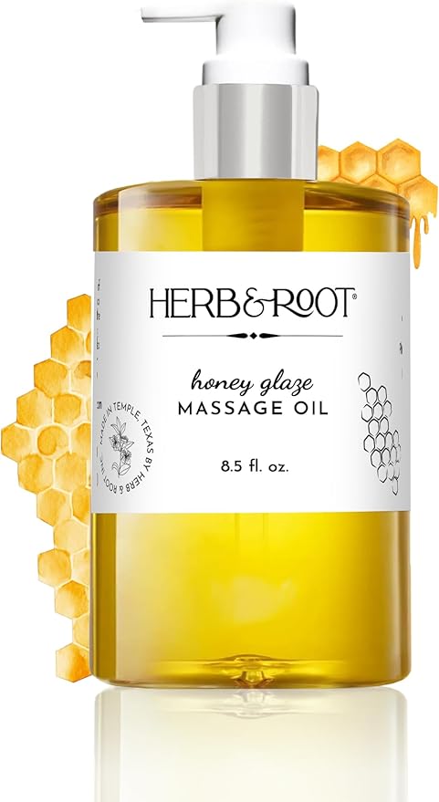 Honey Glaze Massage Oil, All Natural and Organic, Plant-Based Sweet Almond & Coconut Oils for Smooth Skin, Perfect Gifts for Date Night with Relaxing Aromatherapy, Ideal for Massage Therapy
