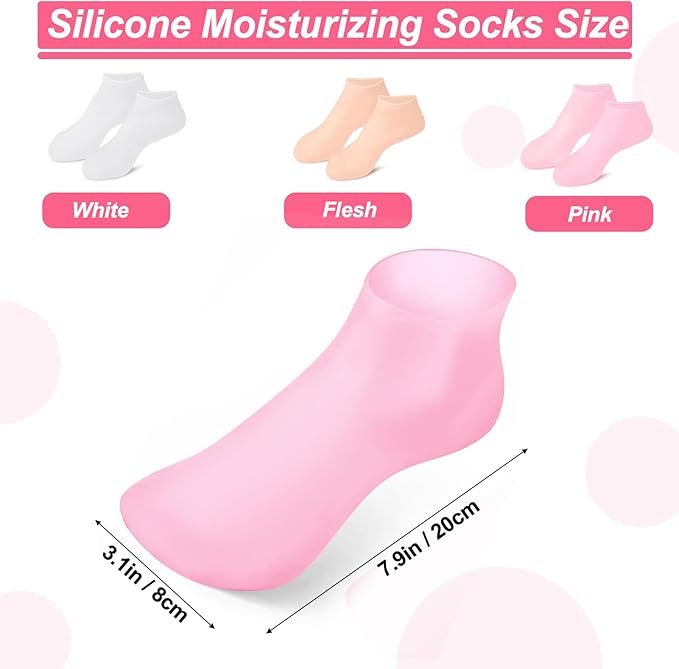 BUSOHA 3 Pairs Silicone Socks for Dry Cracked Feet Women, Moisturizing Socks, Foot Spa Pedicure Silicone Socks