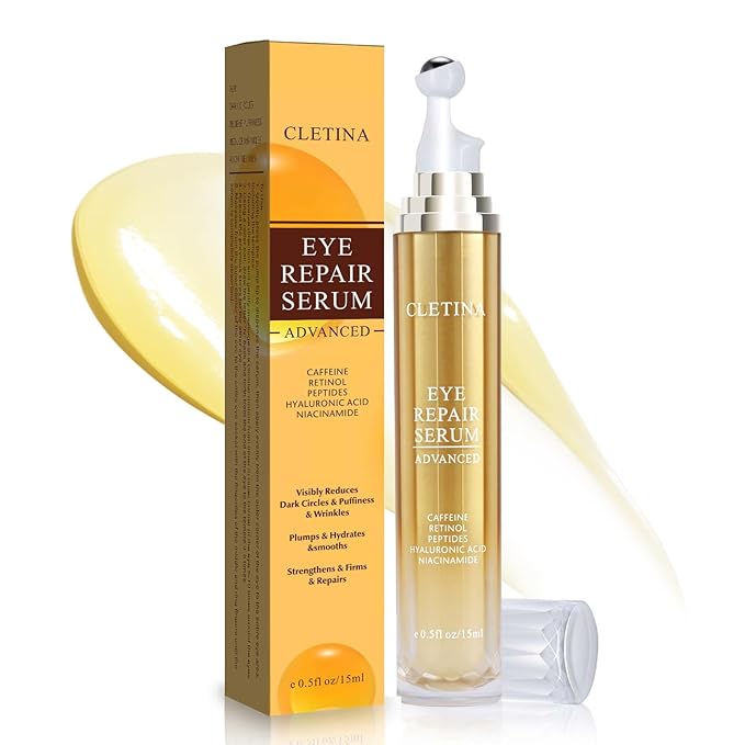 5% Caffeine Eye Serum With Roller For Dark Circles & Puffiness Bags Under Eye Treatment- Caffeine Eye Cream with 360° Massage Ball Roller For Anti Aging Wrinkles Fine Lines - Under eyes treatment