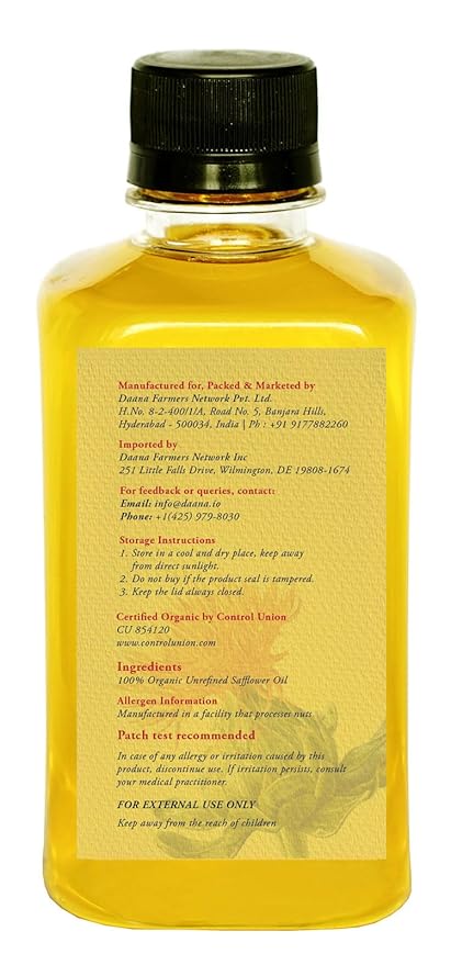 DAANA Safflower Oil for Skin: Certified USDA Organic, Extra Virgin, Cold Pressed (12 Fl Oz)
