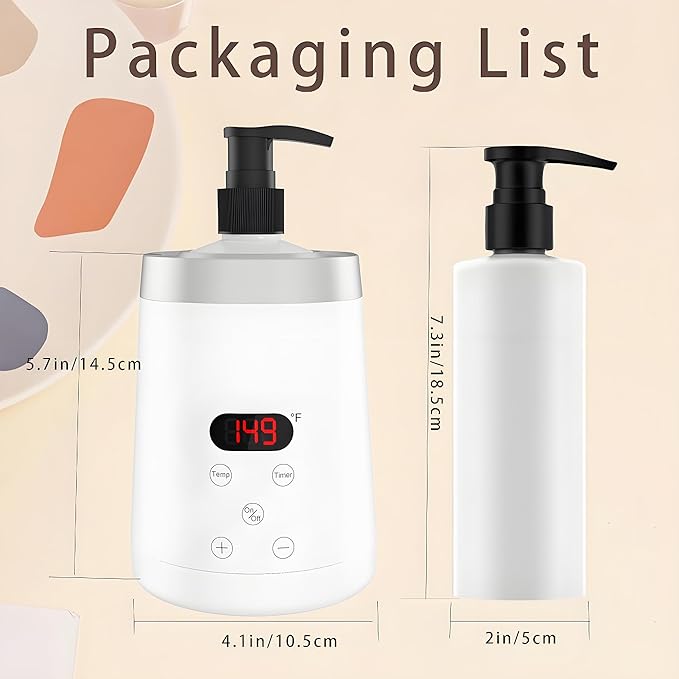 Massage Lotion Warmer Professional Electric Lotion Digital Heater for SPA, Compact Oil Warmer Heated Bottle for Beauty Salon Home,Automatic Thermostat Cream Heater wiht Two Oil Dispenser Bottle Funnel