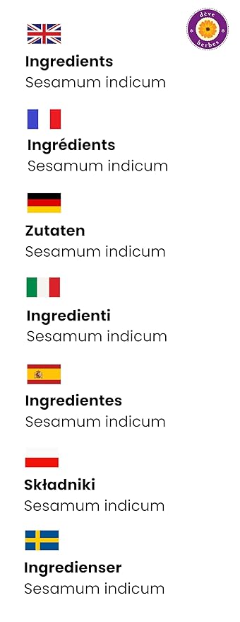 dève herbes Pure Sesame Oil (Sesamum indicum) Cold Pressed 50ml (1.69 oz)