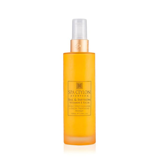 SPA CEYLON Sal and Saffron Vitamin E Enriched 2-In-1 Deep Cleanser + Facial Treatment Masque | Complexion Renewal | Deep Pore Cleansing | Hydrating Masque
