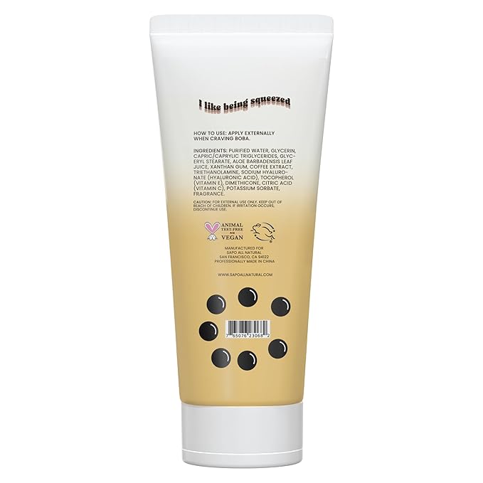 Boba Lotion with Aloe & Vitamin E - Gentle, Hydrating & Moisturizing For Hands, Body, Face & Kids - Caramel Milk Tea Scent, 12 Fl Oz