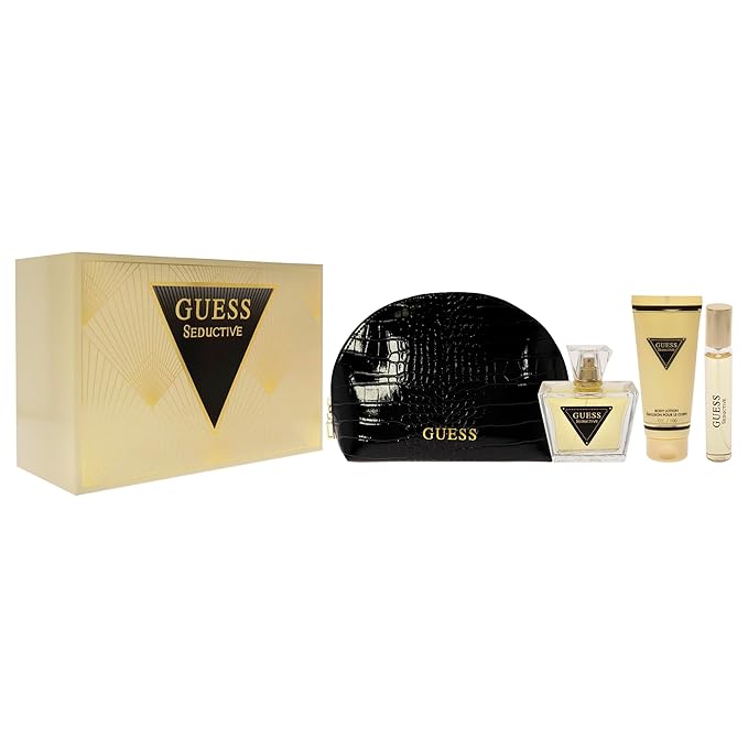 Guess Seductive 2.5oz EDT Spray, 0.5oz EDT Spray, 3.4oz Body Lotion, Pouch Women 4 Pc Gift Set