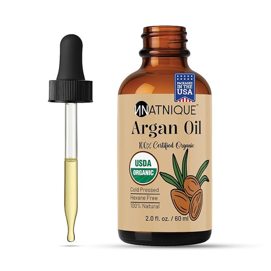 Argan Oil Organic 2oz 100% Natural USDA Argan Oil for Hair, Face, Body, Scalp & Skin. Promotes Hair Growth, Cold Pressed, 100% Pure Hexane Free Moisturizer - Men & Women