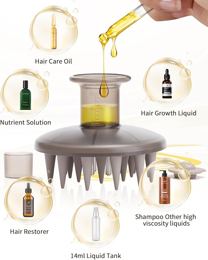 Hair Oil Applicator Brush, Scalp Oil Applicator Hair Oil Dispenser Hair Growth Oil Comb with Silicon Massage TeethScalp Oil Applicator for Scalp Hair Oiling Applicator with Massage Balls
