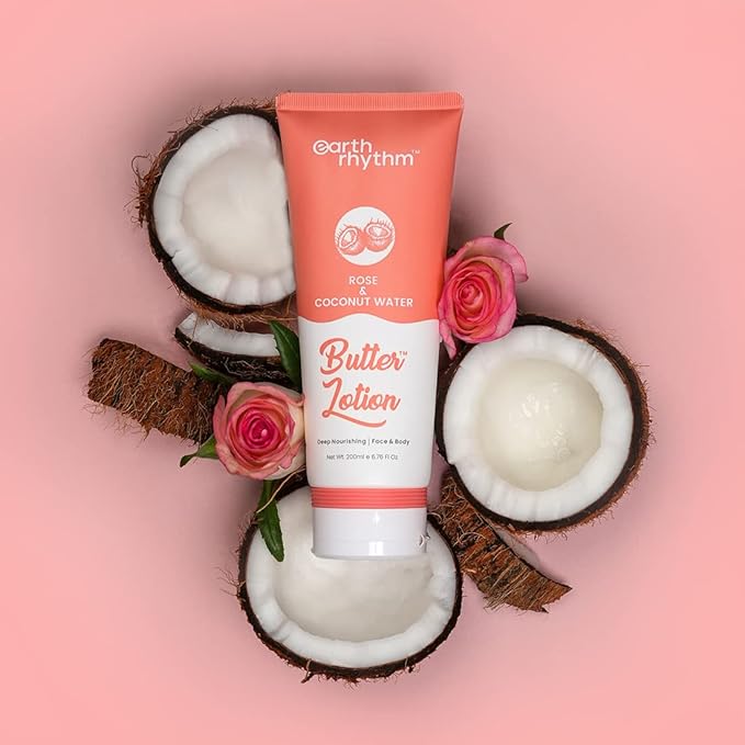 Rose & Coconut Water Butter Lotion | Soothing, Deeply Nourishing & Intensely Moisturising | for All Skin Type | Men & Women