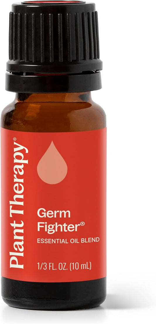 Plant Therapy Germ Fighter Essential Oil Blend Pure, Natural Aromatherapy, for Diffusion & Topical Use, DIY Multi-Surface Cleaner, Hand Cleanser, Home or Office Use, Therapeutic Grade 10 mL (1/3 oz)