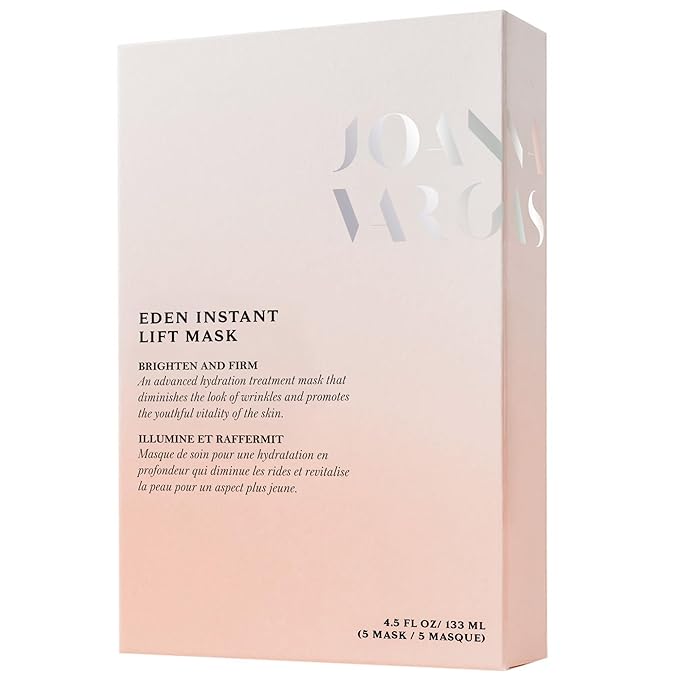 Joanna Vargas Eden Face Masks for Women - Hydrating Sheet Mask with CoQ10 & Hyaluronic Acid - Instant Lift Face Mask Sheet for Fine Lines & Wrinkles - Firming Facial Mask for All Skin Types - 5 Sheets
