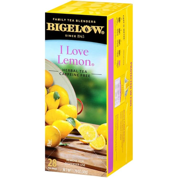 Bigelow I Love Lemon Herbal Tea Bags 28-Count Boxes (Pack of 6) Lemon-Flavored Herbal Tea Bags with Vitamin C All Natural