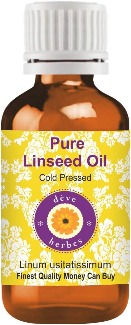Deve Herbes Pure Linseed Oil (Linum usitatissimum) Natural Therapeutic Grade Cold Pressed 50ml (1.69 oz)
