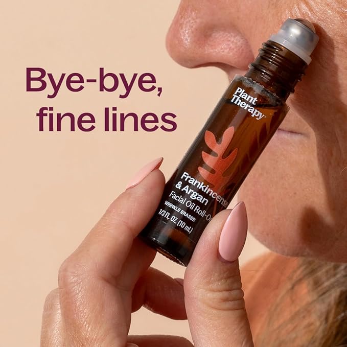 Plant Therapy Anti Age Bundle Including Frankincense & Argan Facial Oil Roll-On (10 mL), Restorative Facial Oil (30 mL), & Anti Age Body Oil (4 oz)