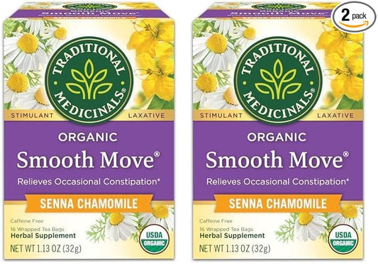 Traditional Medicinals Organic Smooth Move Chamomile Tea, 16 Tea Bags (Pack of 2)