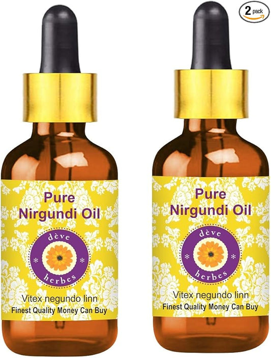 dève herbes Pure Nirgundi Oil (Vitex negundo Linn) with Glass Dropper (Pack of Two) 100ml X 2 (6.76 oz)