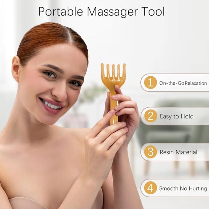 Head Massager Scalp Massage Tool - Resin Back Scratcher for Men Women - Manual Lymphatic Drainage Massager for Foot Neck Back Leg Hand - Hair Scalp Massager Gua Sha Comb for Soothing Head Massage 2PC