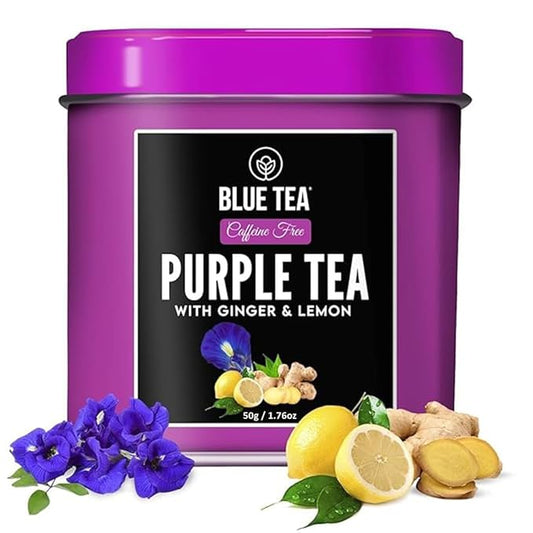 BLUE TEA - Purple Tea - 1.76 Oz (100+ Cups) Loose | Butterfly Pea Flower | ANTIOXIDANT RICH | Gifting Delight | Flower Based - Detox Tea - Non-Bitter - Herbal Tea - Caffeine Free - Gluten Free - Non-GMO | Tin Packed