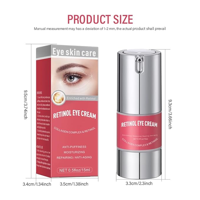 Retinol Eye Cream for Dark Circles and Puffiness, Anti Aging Under Eye Cream Reduce Wrinkles Fine Lines, with Collagen and Hyaluronic Acid,Smooth and Hydrate,Suitable for Sensitive Skin