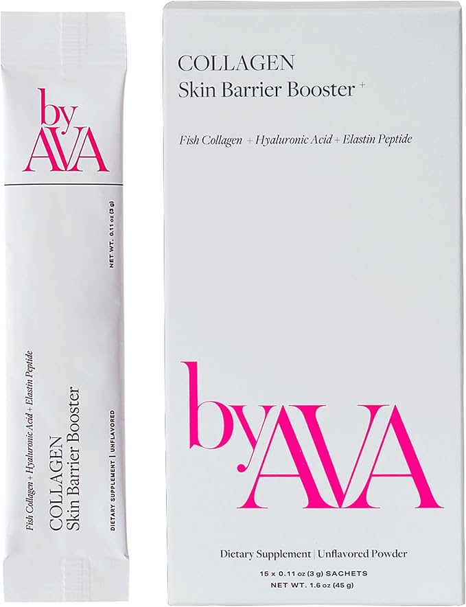 Marine Collagen Powder Skin Barrier Booster | Unflavored Fish Collagen Peptides with Elastin, Hyaluronic Acid, Biotin & Vitamin C | 15 Travel Stick Packets