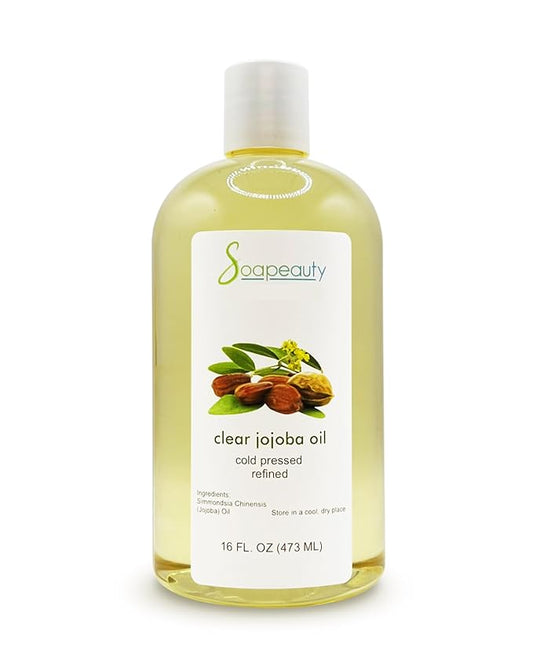Soapeauty Clear Jojoba Oil | 100% Pure & Natural | Refined, Cold Pressed, Hexane Free | Moisturizing Oil for Skin, Face, Hair & Nails | 16 fl oz