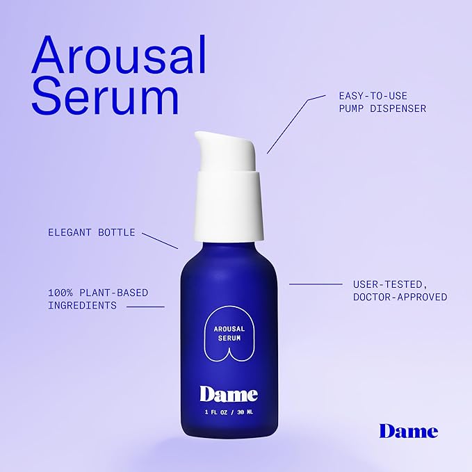 Dame Products Arousal Serum for Women Massage Oil Pleasure Feeling, Organic Vegan pH Balanced, Lickable Edible with Earthy Scent