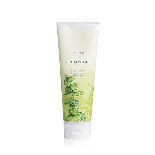 Thymes Exfoliating Body Scrub Infused with Hydration-Boosting Hyaluronate & Jojoba Beads - Moisturizing Body Scrubs for Women & Men - Perfect Self Care Gifts for Women (Eucalyptus, 7 fl oz)