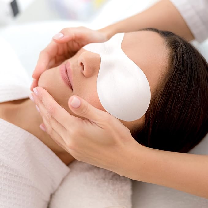 Joez Wonderful 150 Sheets Disposable Eye Mask Paper, Non Woven Eye Care Patches Paper Eye Covers, Cotton Spa Eye Pads for Facials, DIY Clear Eye Mask Paper Beauty Sheets for Makeup