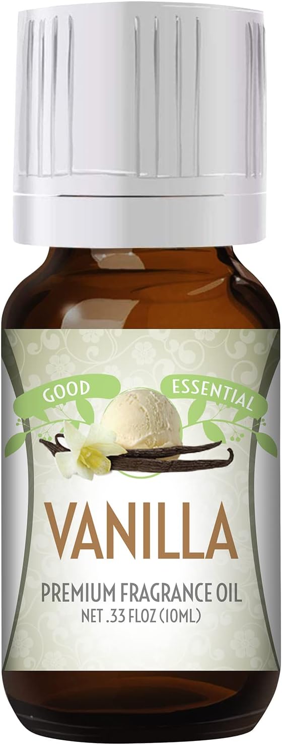 Good Essential Professional Vanilla Fragrance Oil 10 ml (0.33 fl oz) for Candles, Soaps, Perfume, Home Fragrance, Vanilla Diffuser Oil, and Body Lotion