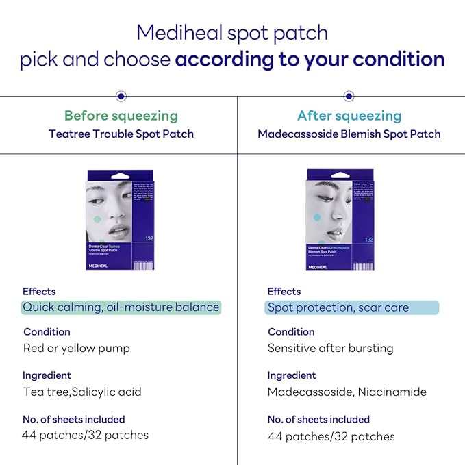 Mediheal Derma Clear Teatree Treatment Spot Patch (44 Counts) - Acne Relief, Oil and Moisture Balance with Teatree & Salicylic Acid