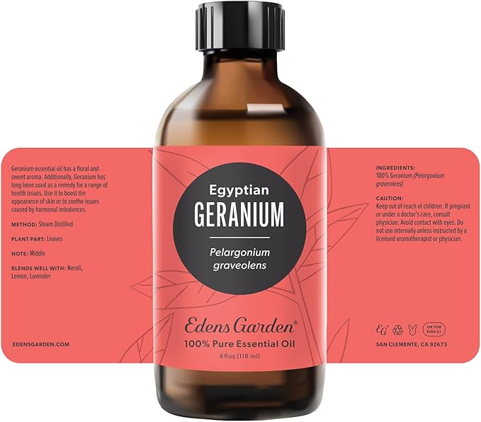 Edens Garden Geranium-Egyptian Essential Oil- 100% Pure Premium Grade, Undiluted, Natural, Therapeutic, Aromatherapy, The Best for Diffuser, Skin, Face, Hair 118 ml (4 fl oz)