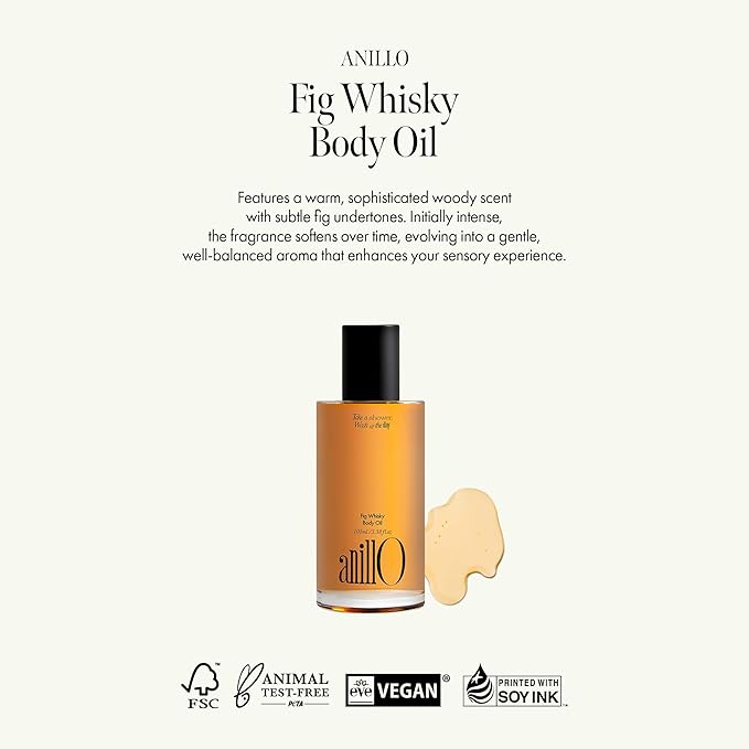 Fig Whiksy Body Care Set - Moisturizing Body Oil & Vegan Body Scrub – Deep Hydration & Exfoliation, Woody Scent, Paraben & Sulfate Free