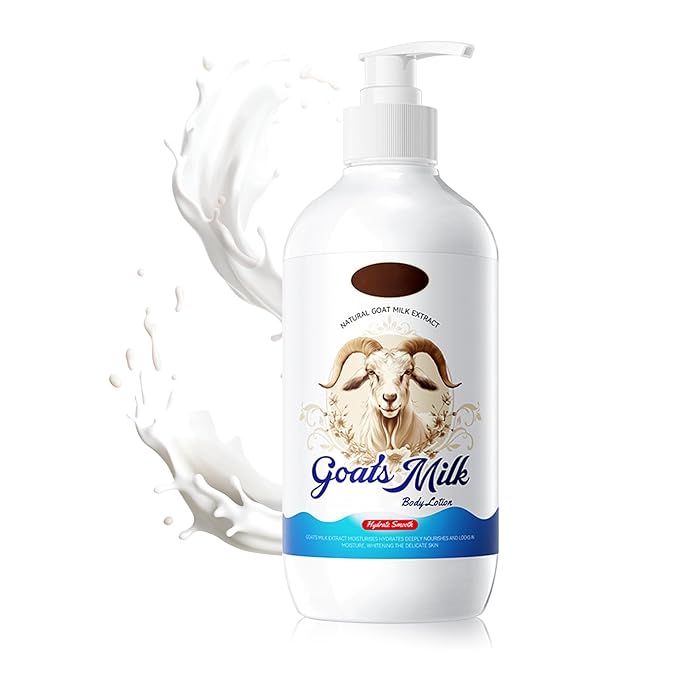 Goat Milk Lotion, Moisturizing Body Milk Lotion for Dry Skin Women and Men, Long-lasting and Non-greasy Organic Goat Milk Moisturizer for Face and Body (500ML)