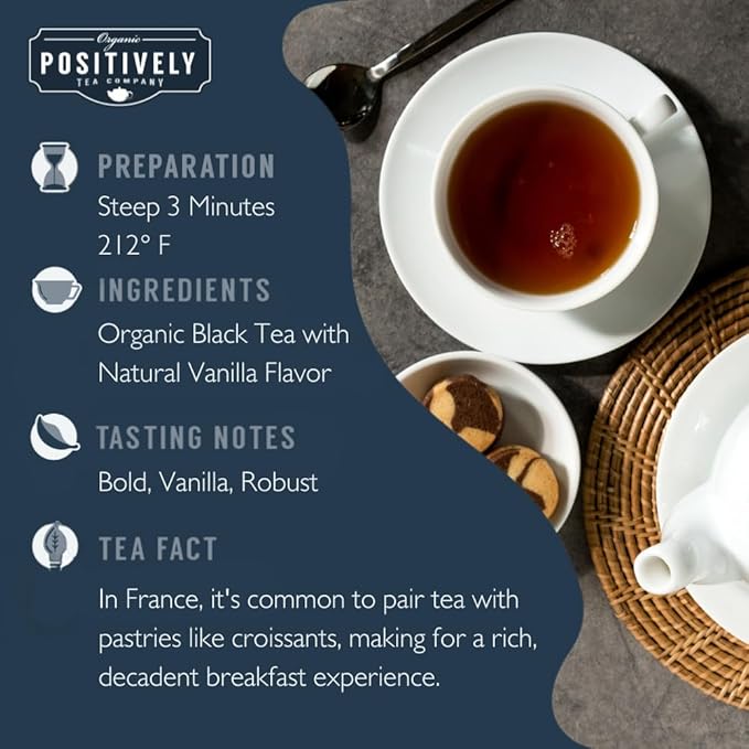 Organic Positively Tea Company, French Breakfast Black Tea, Loose Leaf, 16 Ounce