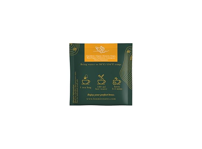 Luxmi Estates - Turmeric Time-Out - Organic Ginger Turmeric Tea - 90 Tea Bags (15ct x 6 Pack) | With Organic Turmeric, Ginger, Cardamom, Black Pepper | Great for Immunity and Healthy Response to Inflammation