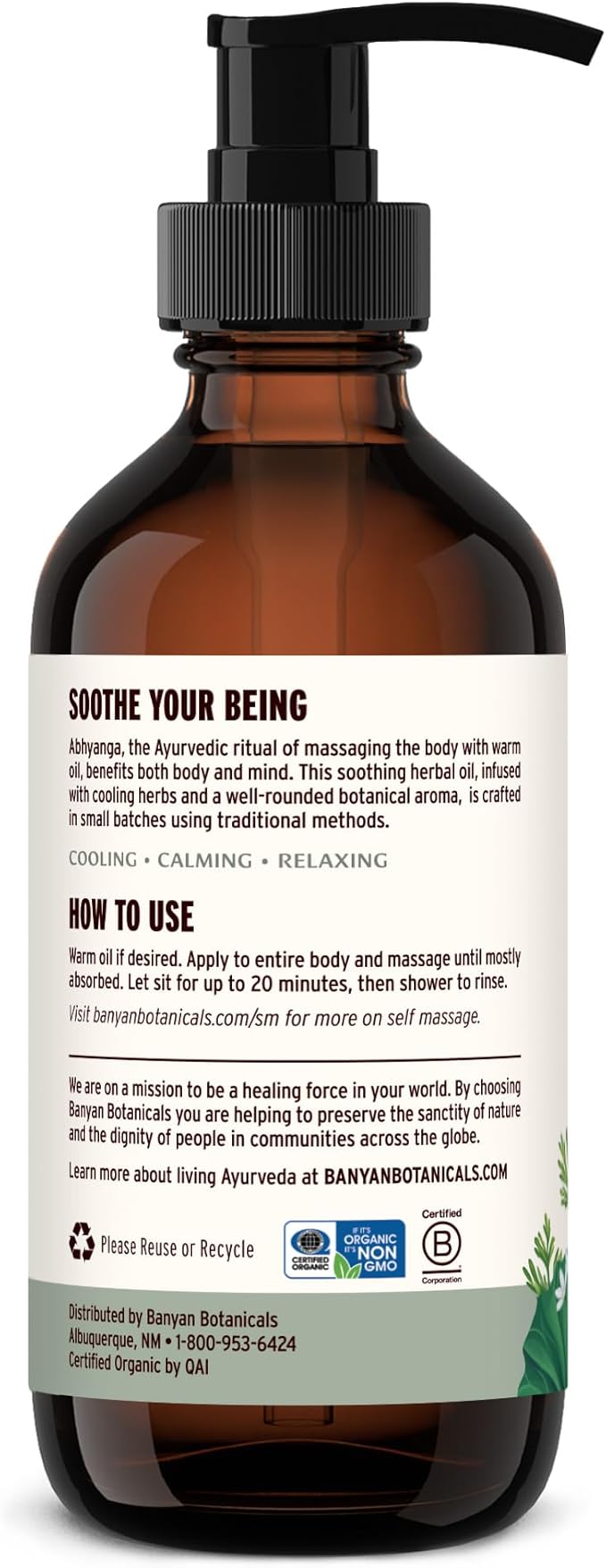 Banyan Botanicals Pitta Massage Oil – Organic Massage Oil Infused with Ayurvedic Herbs – with Gotu Kola and Guduchi (Tinospora cordifolia) – 8 oz. – Non-GMO Sustainably Sourced Abhyanga Massage Oil