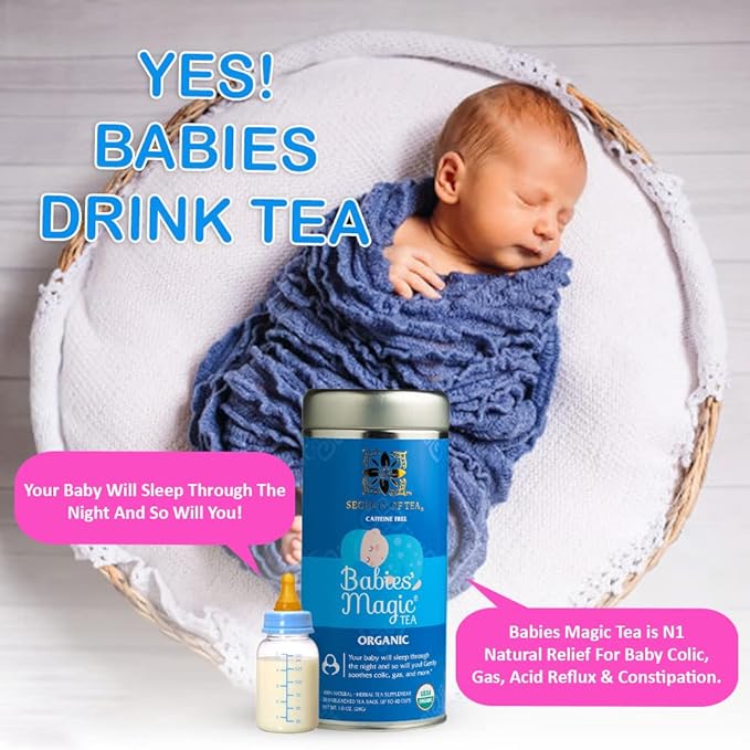 Secrets Of Tea - Babies' Magic Tea: Natural Relief for Baby Colic and Gas - USDA Organic, Caffeine-Free, promotes better sleep- 20 Count ((1 Pack)