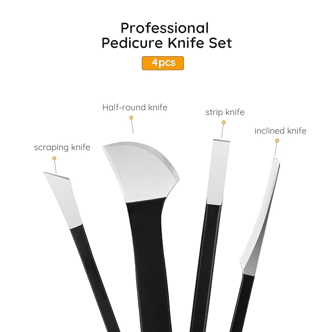 Pedicure Knife Set, Segbeauty 4 Pack Ingrown Toenail Knife, Correction Nippers Clipper Remover with Carrying Bag, High Manganese Steel Nail Care Foot Repair Cutter for Calluses Beauty Salon Home Usage