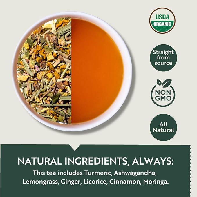 Luxmi Estates - Astounding Ashwagandha - Organic Ashwagandha Tea - 25 Tea Bags | With Ashwagandha, Turmeric, Ginger, Lemongrass & More | Perfect Stress Relief Tea