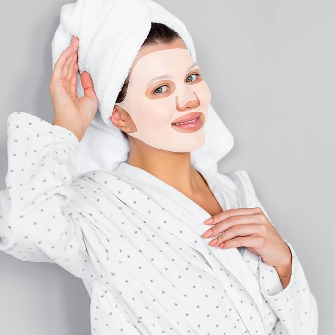 5 Sheets Silicone Face Mask Cover Reusable Moisturizing 3D Facial Mask Holder Prevent Evaporation Falling Transparent Skincare Beauty Ear-Hook Loops Cryo Rubber Face Mask Spa Tool